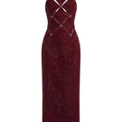 Keira Tong wine red checkered cut-out maxi dress with a stylish design and flattering fit, shown on a model.