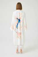 Bocan Couture Sakura long rayon printed robe with floral pattern, lightweight and comfortable for lounging or casual wear