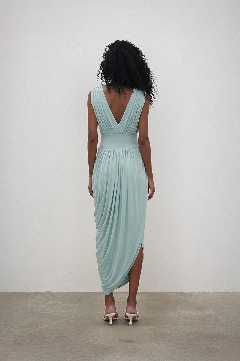 Elegant Amira dress gown by Deme By Gabriella featuring intricate embroidery and flowing fabric, perfect for formal occasions.
