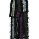 Lalo Avril black multi maxi skirt with flowing fabric and floral pattern, styled with a high waist and elegant design.