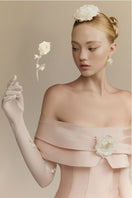 White Plan Veronica gown, elegant floor-length dress with a fitted bodice and flowing skirt, perfect for formal occasions.