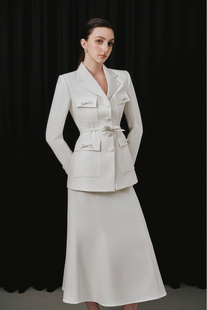 White Plan Noven Set co-ords featuring a stylish matching top and pants in a sleek, modern design.