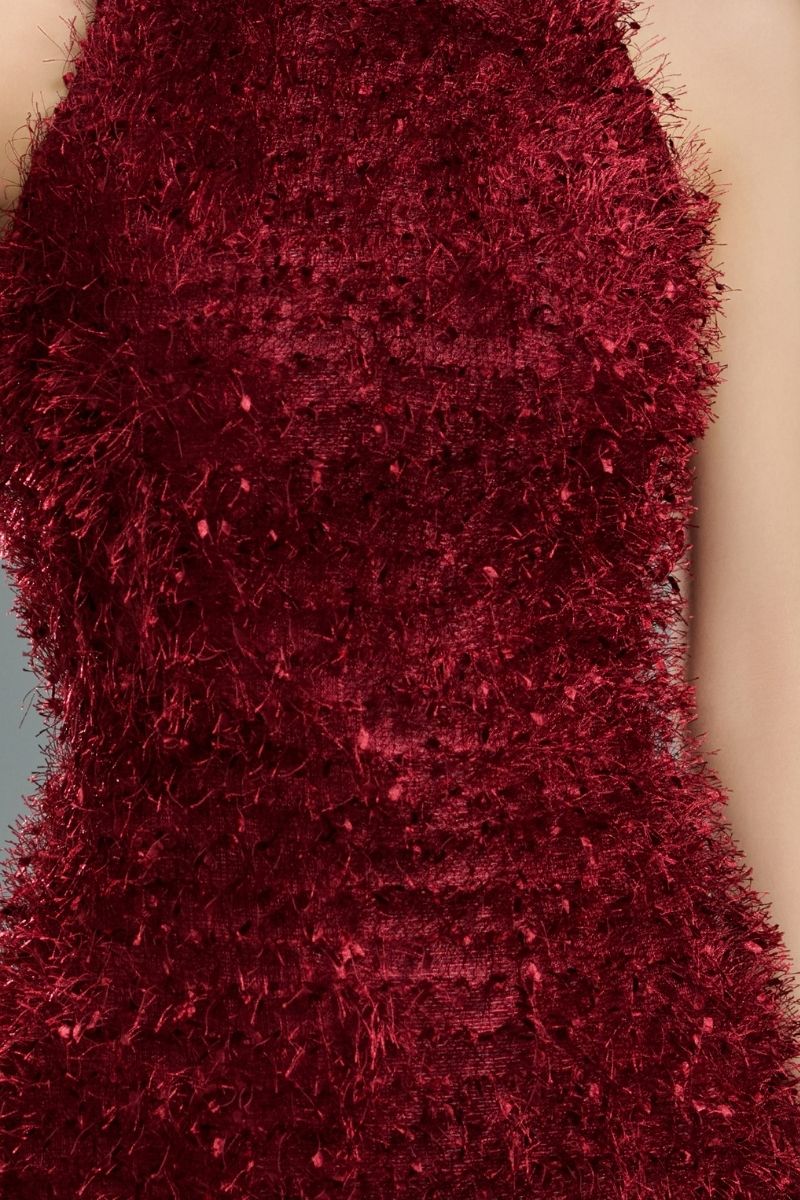 RED FEATHER MAXI DRESS IN RED - CULT MIA