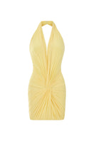 CEM draped knit mini dress showcasing a stylish, fitted silhouette with soft fabric and elegant draping details.