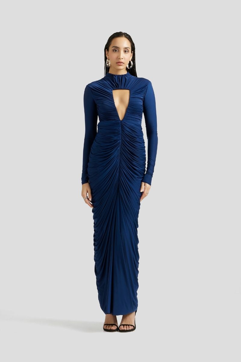 ELISA MAXI DRESS IN NAVY BLUE - CULT MIA