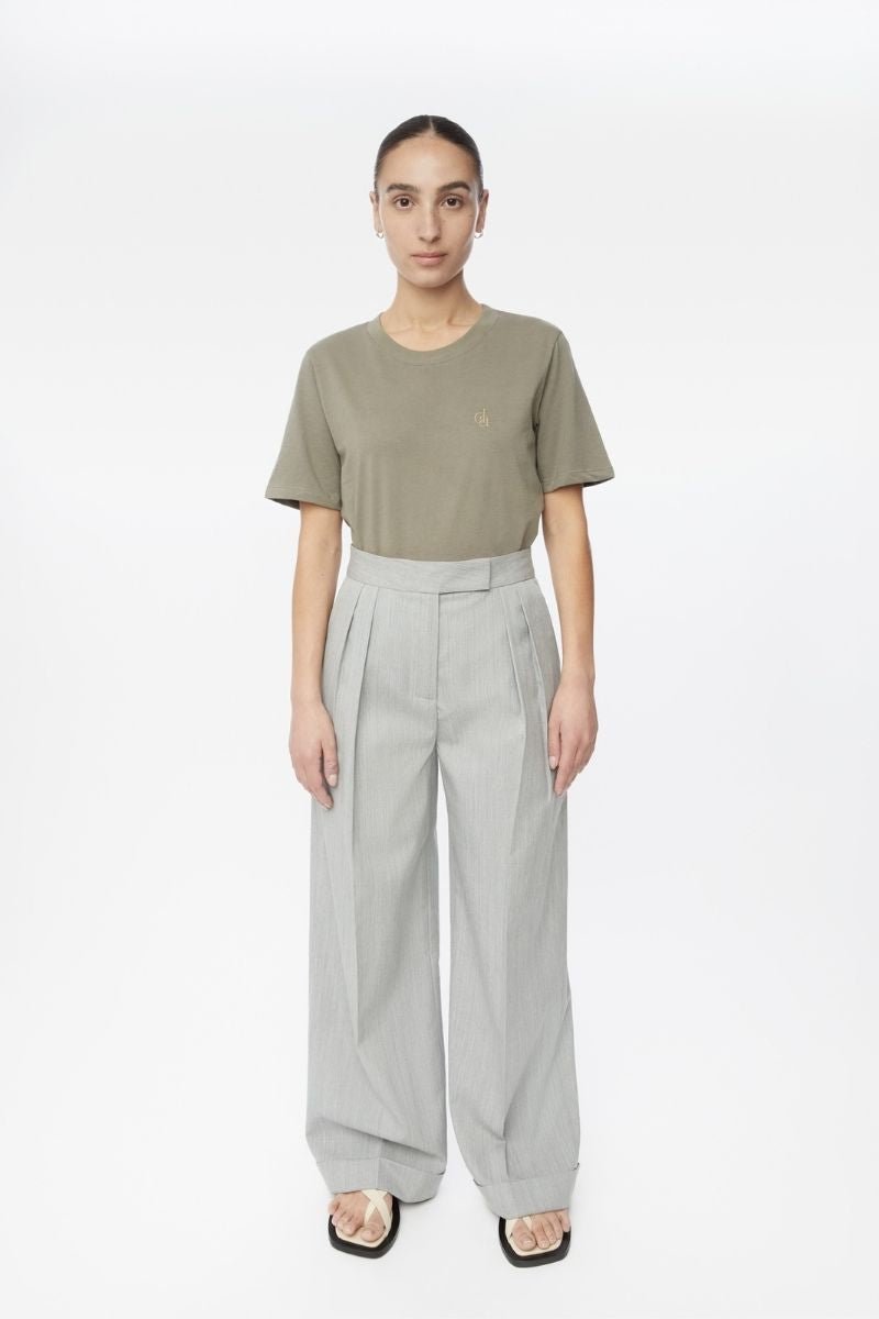 WOOL BLEND PLEATED WIDE LEG PANTS - CULT MIA