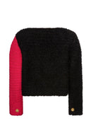 Lalo Brijy pink color block jacket with a stylish design, featuring a vibrant pink and contrasting color panels.
