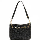 Small black HEXAGON BAG shoulder bag by Onalaja with geometric hexagon shape and sleek design.