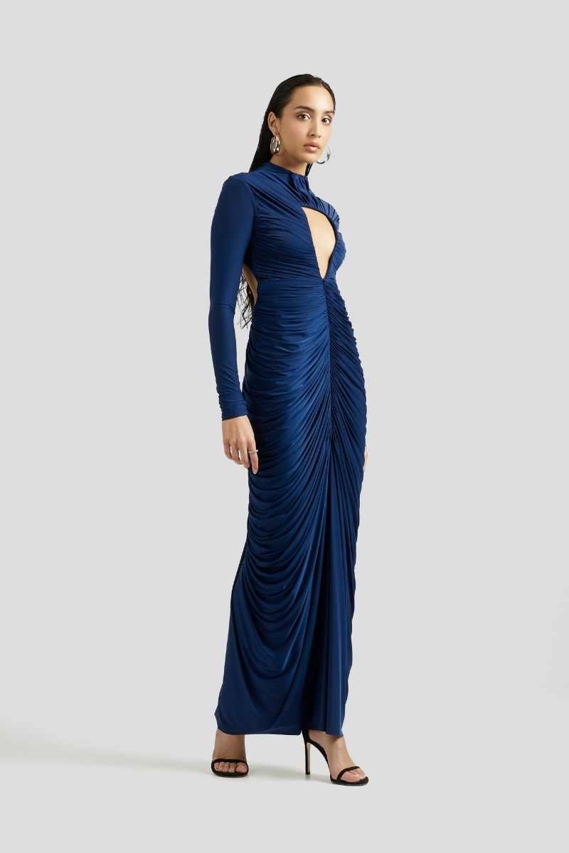 ELISA MAXI DRESS IN NAVY BLUE - CULT MIA