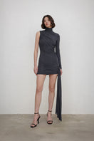 Deme By Gabriella Obsidia mini dress in black with a fitted silhouette and short sleeves, stylish and perfect for casual occasions