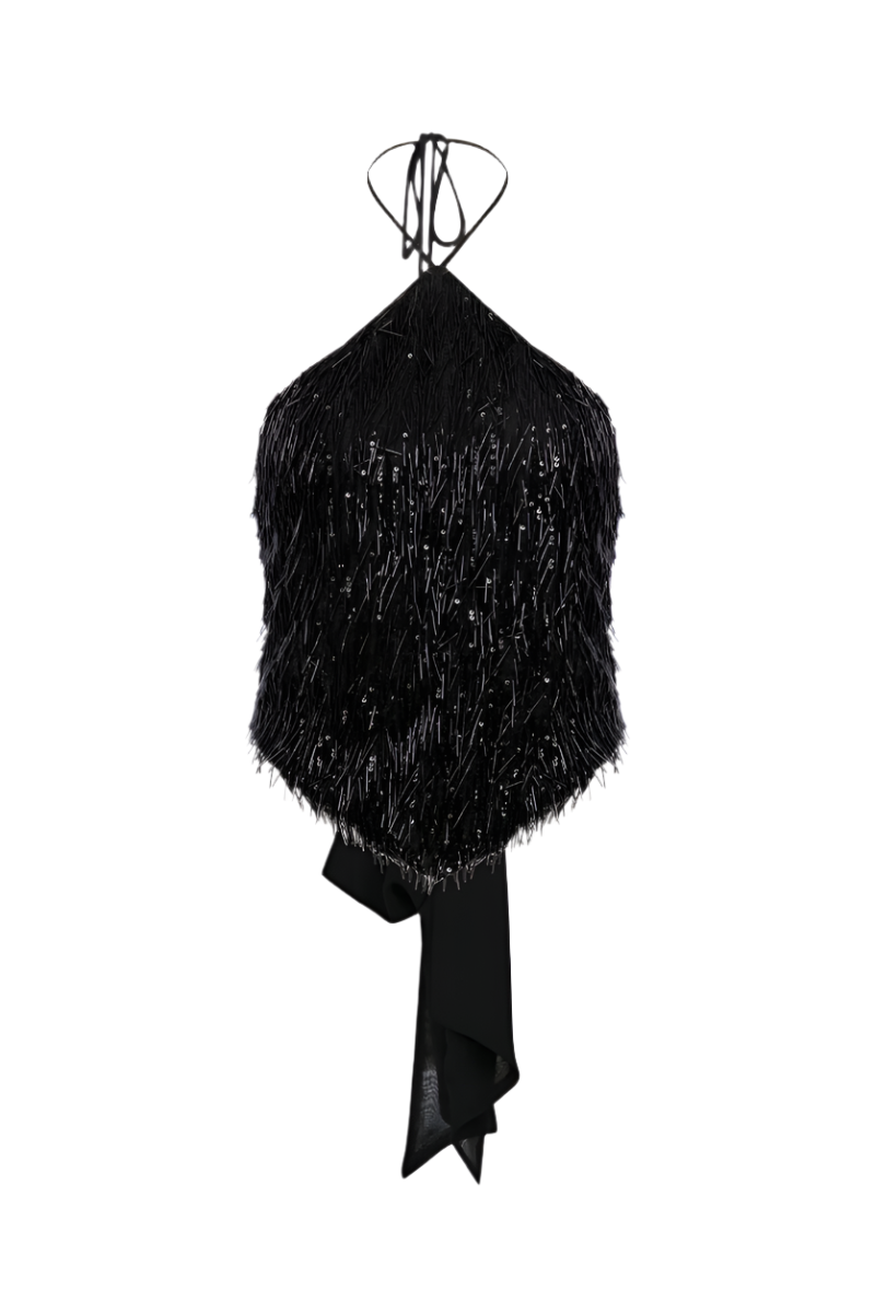 ALEXA TOP IN BLACK SEQUIN - CULT MIA