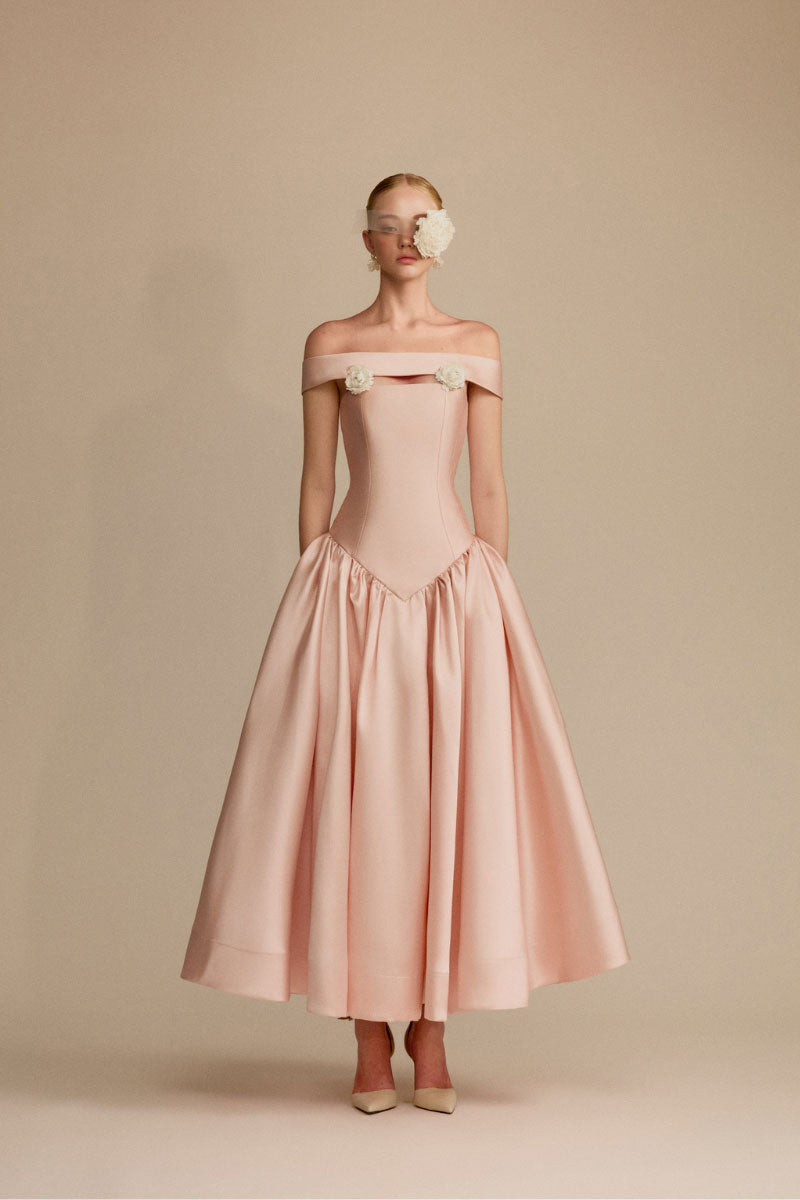 White Plan Lucent midi dress featuring a flowing fabric and elegant design, perfect for stylish occasions.