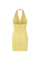 CEM draped knit mini dress featuring a fitted silhouette and soft fabric, perfect for stylish, casual wear.