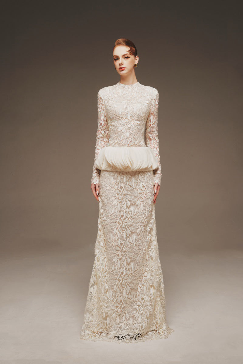 ETHEREAL LACE PEPLUM GOWN | CULT MIA | Marge Atelier ETHEREAL LACE PEPLUM GOWN | CULT MIA | Marge Atelier