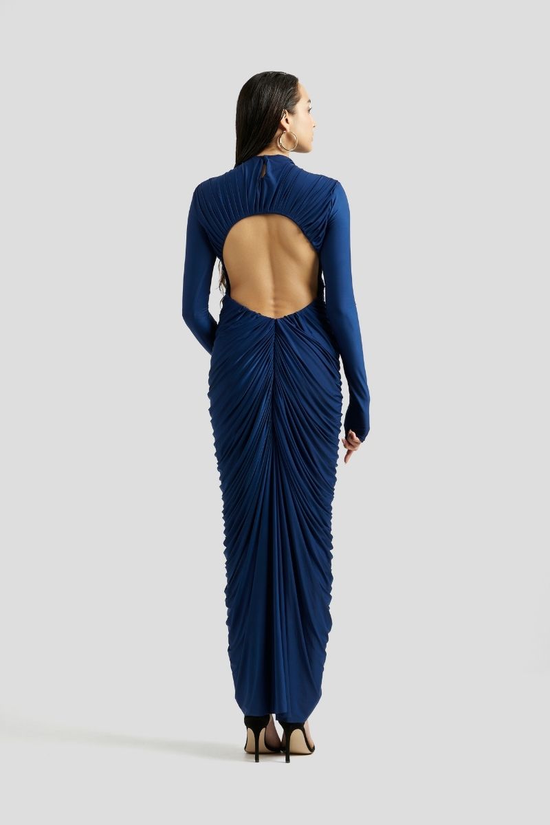 ELISA MAXI DRESS IN NAVY BLUE - CULT MIA