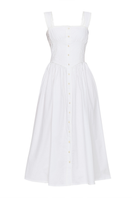 White Luna Midi Dress by Summer Away, stylish sleeveless dress with a flowing silhouette and elegant design.