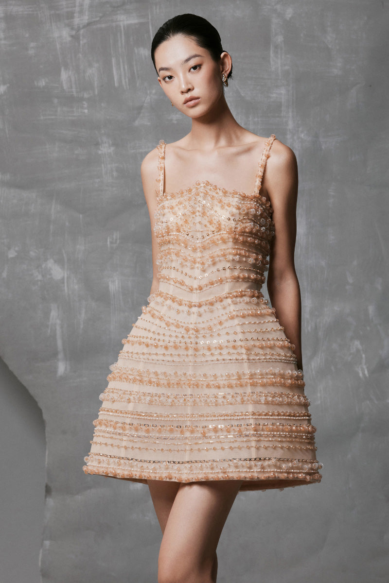 NUDE MINI SHIMMERING DRESS | CULT MIA | Phan Huy NUDE MINI SHIMMERING DRESS | CULT MIA | Phan Huy