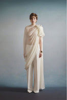 White Plan Eloria Draped Co-ords set featuring a stylish draped top and matching pants on a neutral background.