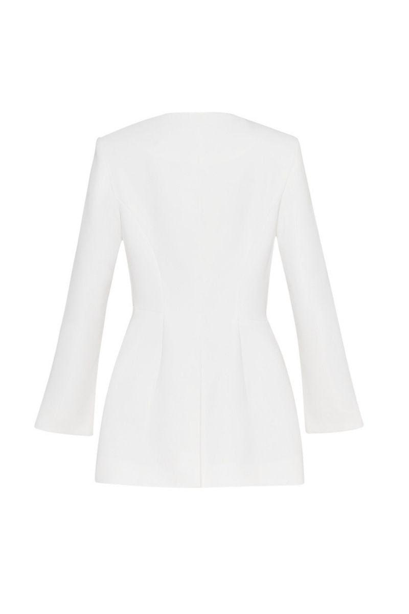 WHITE PRISTINE SCOOP-NECK BLAZER - CULT MIA