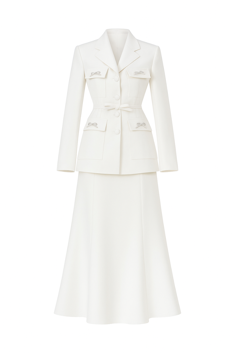 White Plan Noven Set co-ords featuring a stylish matching top and pants ensemble, perfect for casual or chic occasions.