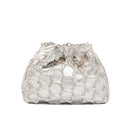Small silver HEXAGON BAG shoulder bag by Onalaja with geometric shape and sleek metallic finish, perfect for stylish accessories.