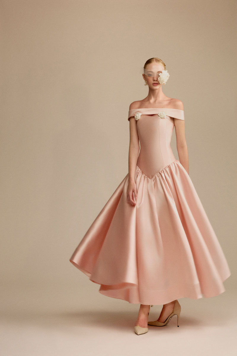 White Plan Lucent Dress midi dress, flowing fabric and elegant design, showcased in a full-length view.