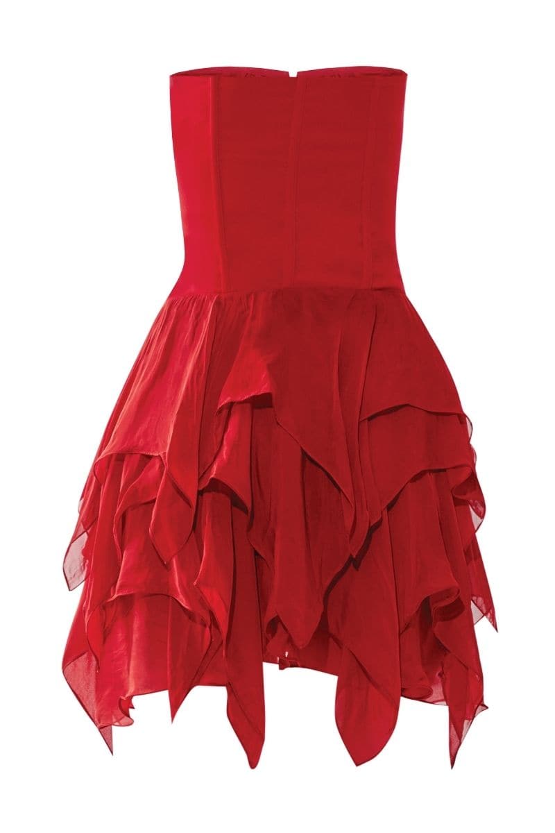 SHELLEY RED CORSET MINI DRESS - CULT MIA