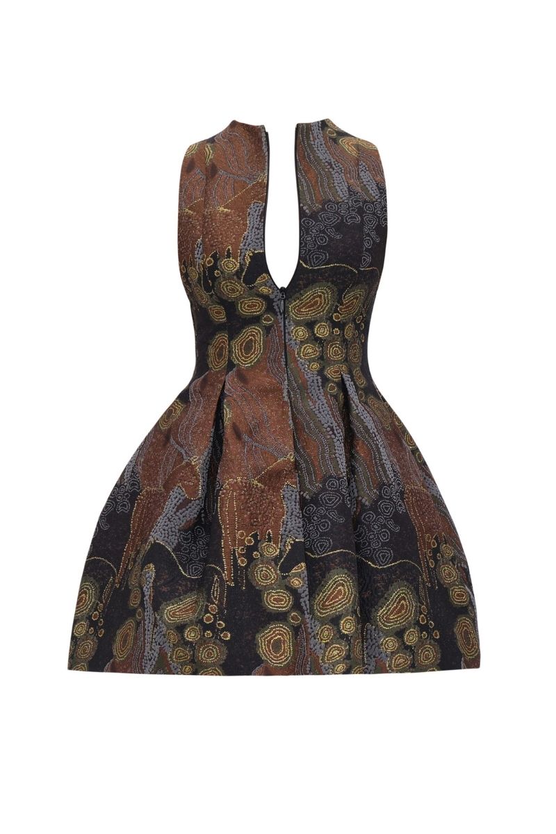 VENTI JACQUARD DRESS IN KAVA JACQUARD - CULT MIA