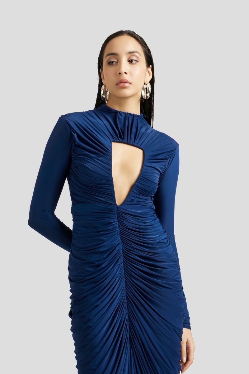 ELISA MAXI DRESS IN NAVY BLUE - CULT MIA