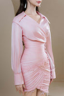 Do Long Rosé Whisper mini dress, lightweight pink mini dress with a flowing silhouette and sleeveless design.