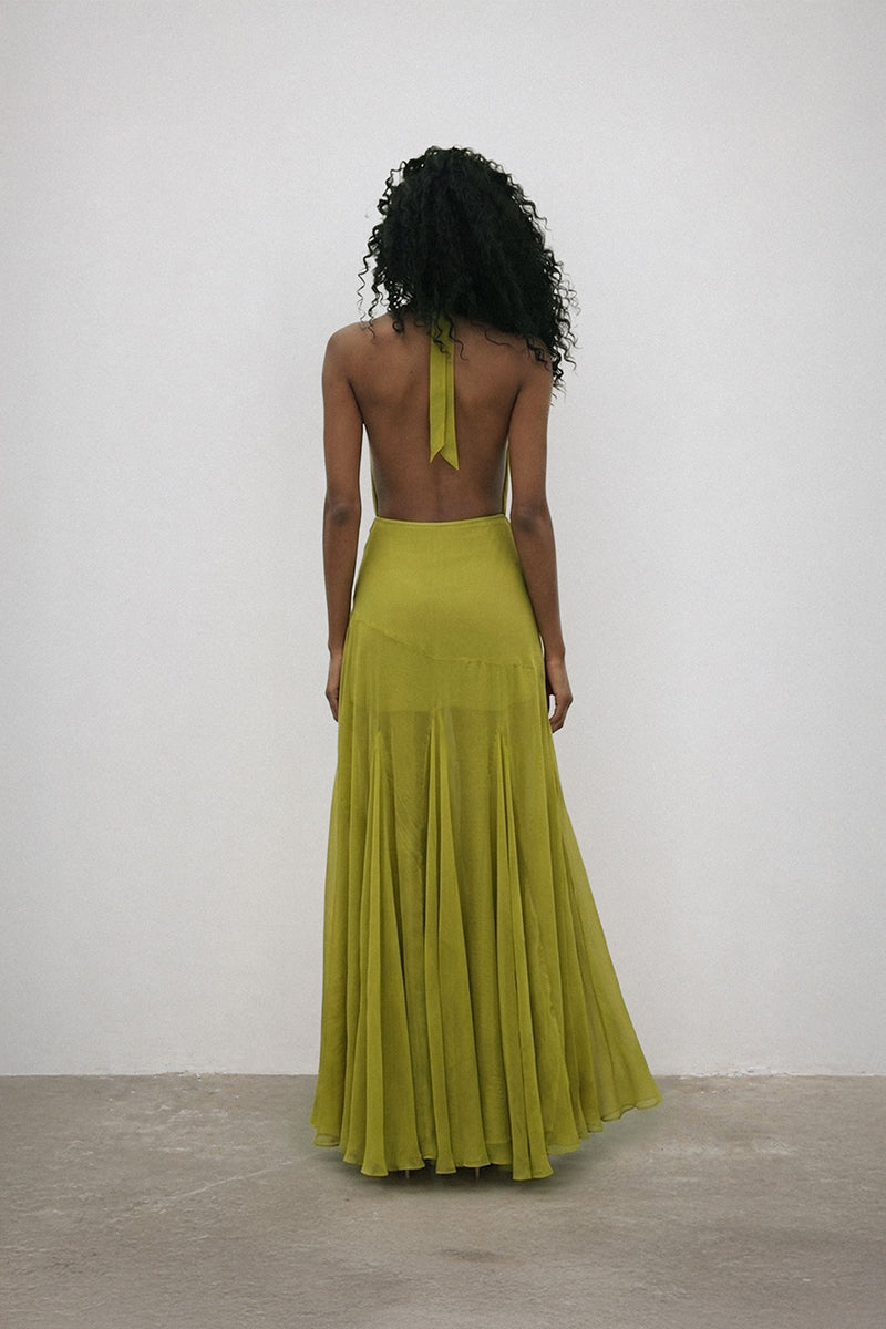 Deme By Gabriella Coco Gown featuring flowing fabric and elegant design, ideal for formal or special occasions.