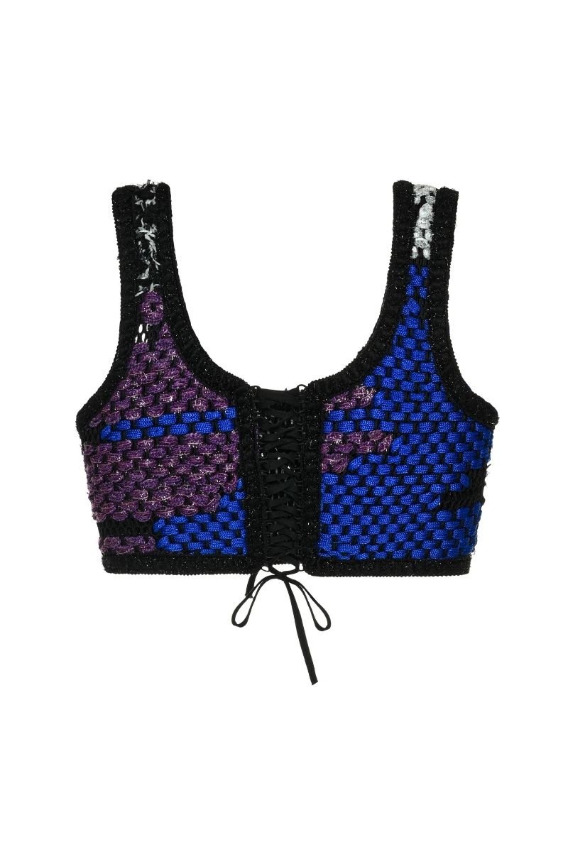 AVRIL CROP TOP IN BLACK MULTI - CULT MIA