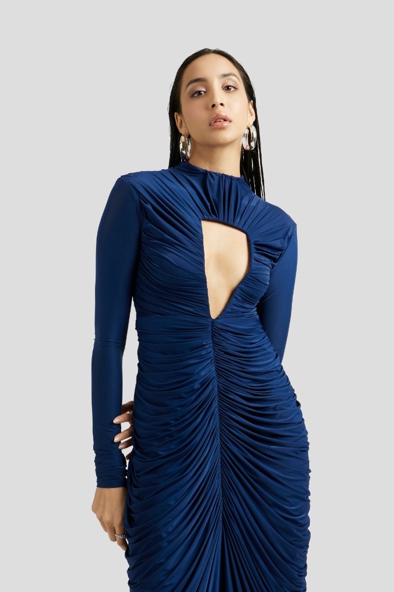 ELISA MAXI DRESS IN NAVY BLUE - CULT MIA