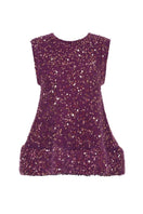 Lalo sequin knit sweater in plum multi, featuring colorful sequins and cozy knit fabric, perfect for stylish winter wear.