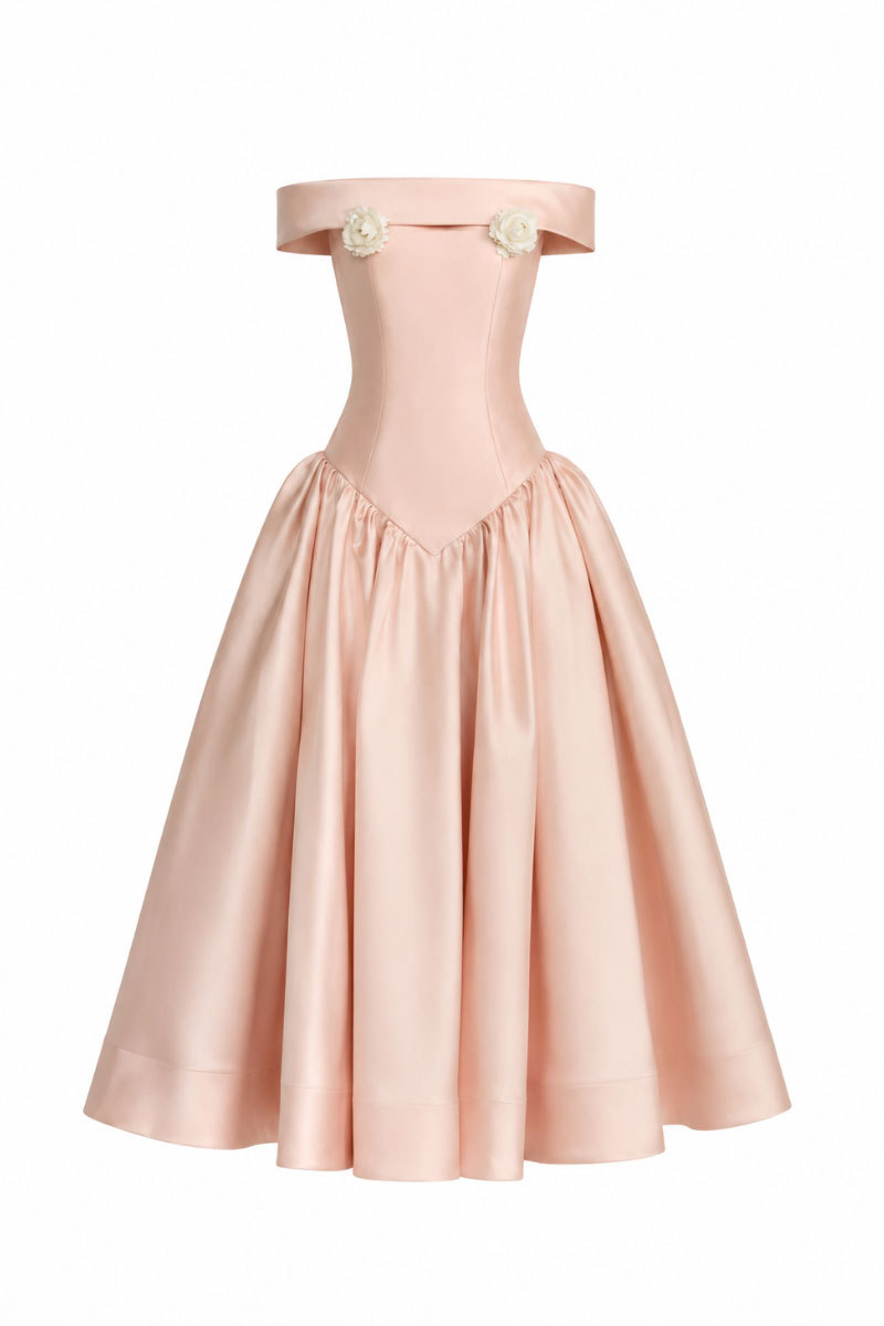 White Plan LUCENT midi dress with a flowing silhouette, featuring elegant fabric and a stylish design perfect for any occasion.
