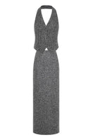 Gray long vest and maxi skirt co-ords by Lecia, featuring a stylish matching set with layered fabric and a relaxed fit.