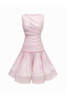 Pink BY HAÓ Rosalie draped mini dress showing a fitted silhouette and elegant draped detailing.