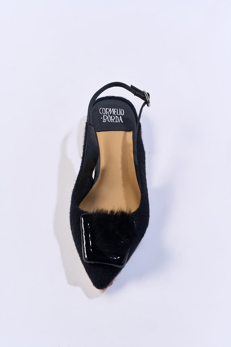 ROYA BLACK SLINGBACK FLATS - CULT MIA