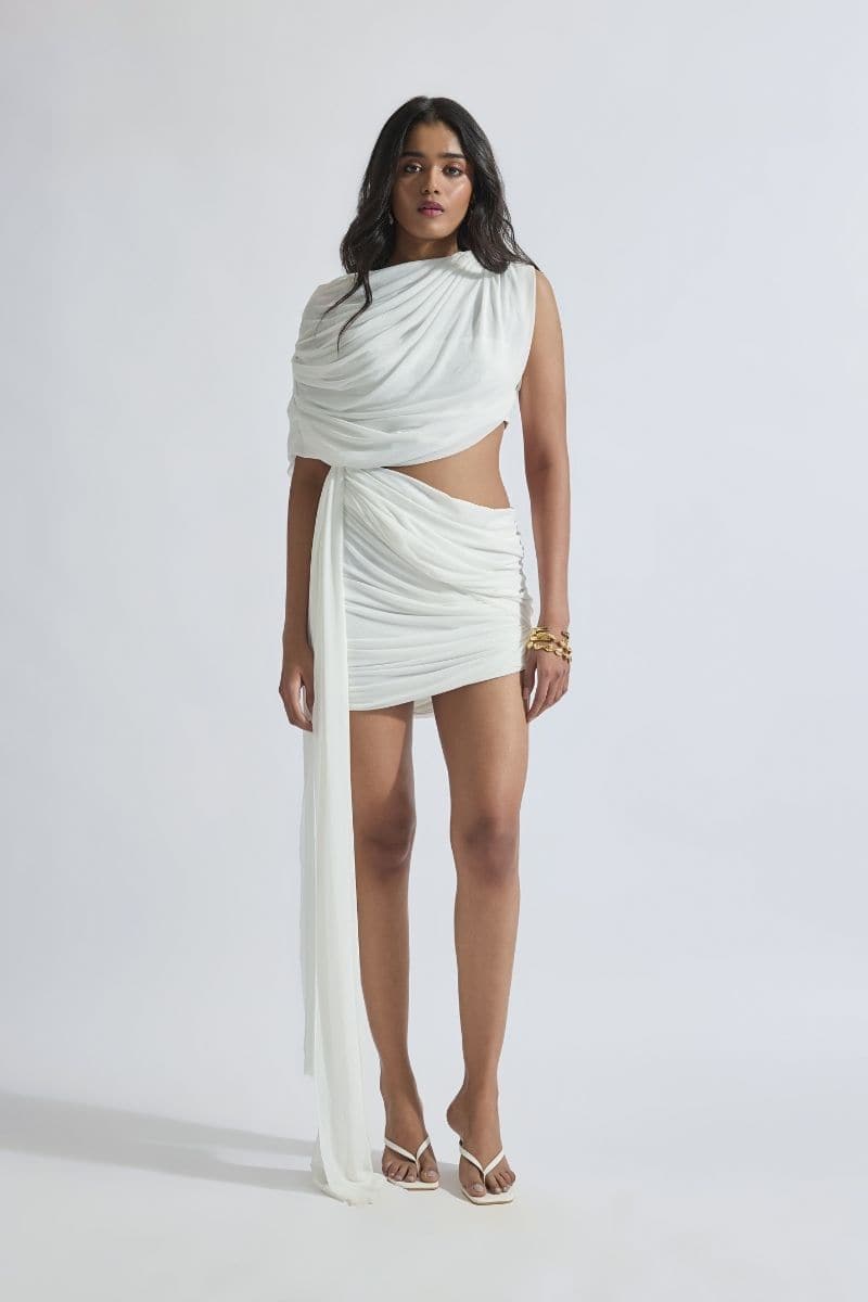 Deme by Gabriella CULT MIA X DEME mini dress in vibrant fabric, featuring a fitted silhouette and stylish design.