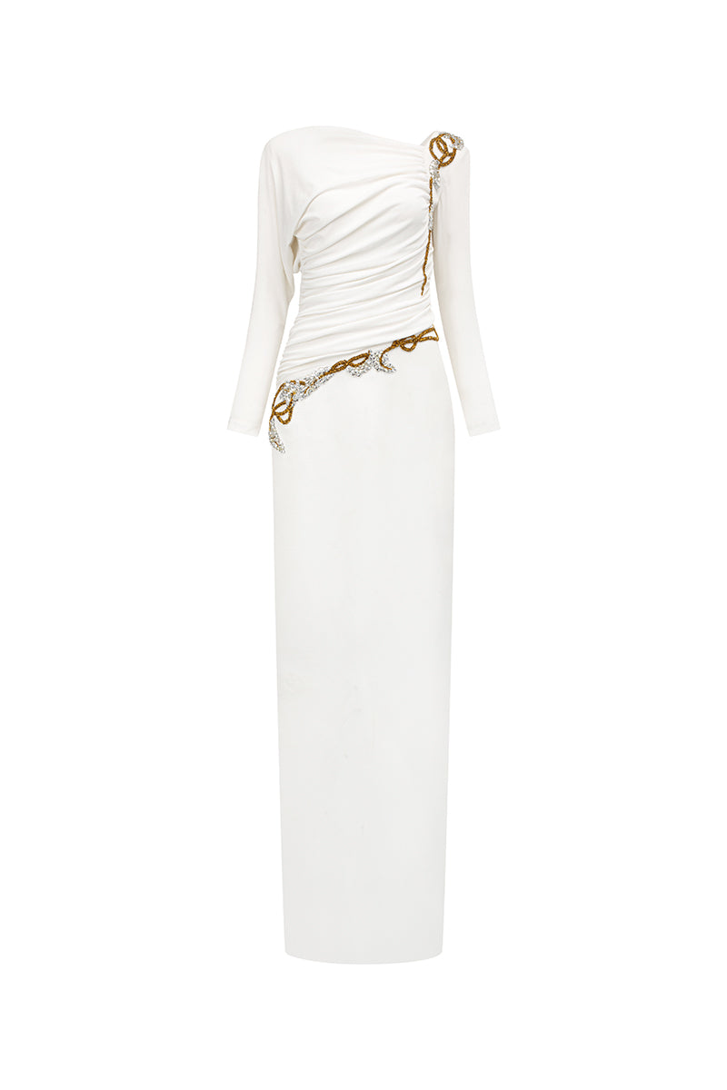 LUXE STRETCH AND TAFFETA GOWN