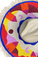 Pájara Pinta Encanto Print Hat featuring colorful, patterned fabric and wide brim for sun protection and stylish wear.
