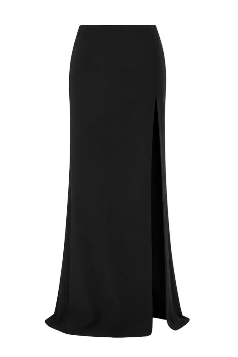 Lili Blanc Meridian Contour Maxi Skirt in flowing fabric, featuring a flattering fit and elegant design, shown on a model.