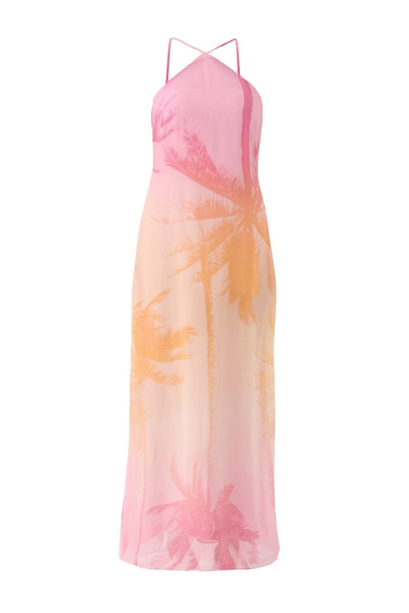 Summer Away Ronda Dress in Afterglow maxi dress featuring flowing fabric and vibrant color, perfect for summer occasions.