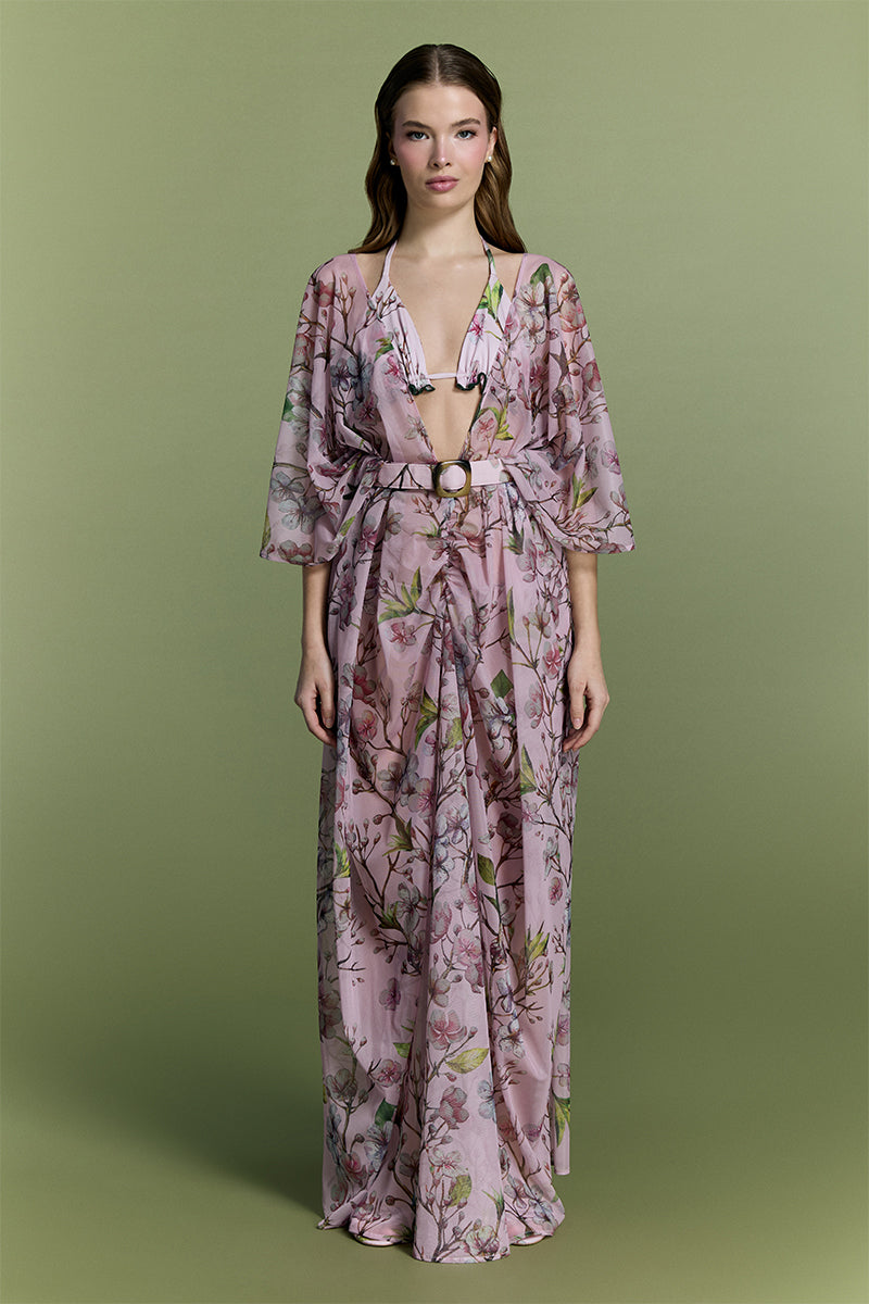 Nur Karaata Island Mirage cover-up in lightweight fabric, featuring a flowy design perfect for beach or poolside wear.