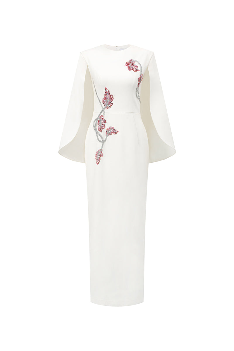 فستان ناعم مطفي باللون الأبيض