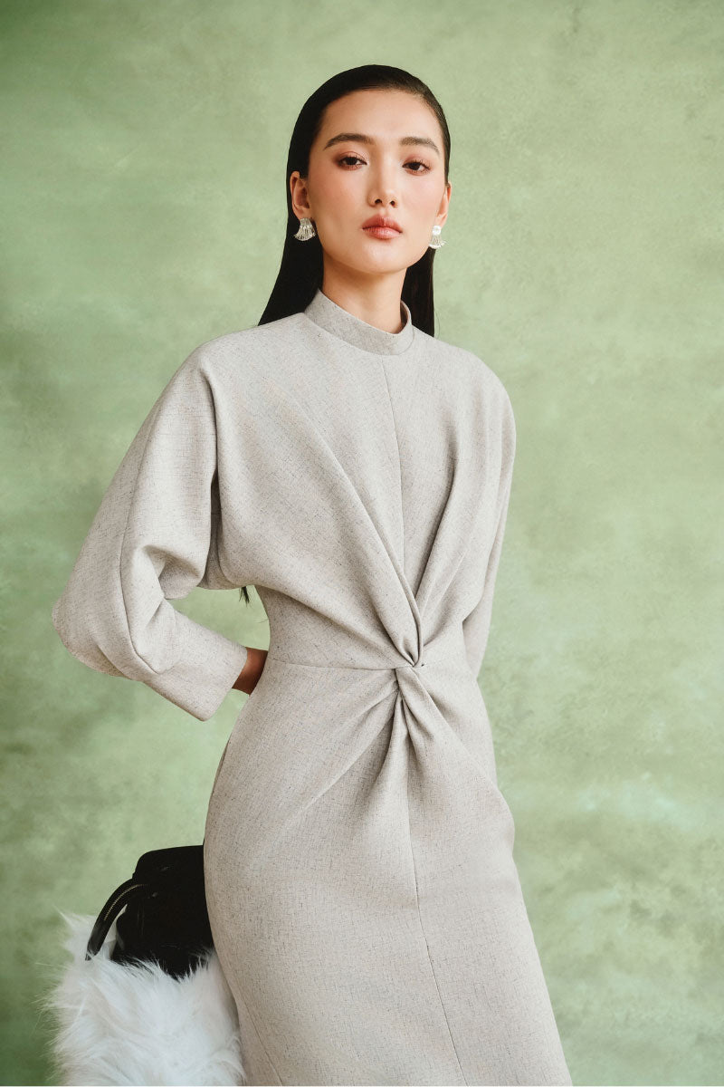 TWIST-FRONT MIDI DRESS TWIST-FRONT MIDI DRESS