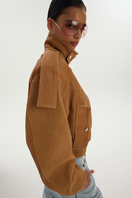 LARETAGGIO Tivoli Crock leather jacket, men's stylish brown jacket with textured leather and classic collar, front zipper closure.
