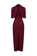 Red MOAZ maxi dress by HACCHIC COUTURE, shown in a flowing, elegant design perfect for formal or casual occasions.