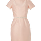 Pink LARA fondant mini dress with diamond belt by BAÉ, featuring a fitted silhouette and elegant design.