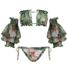Golden Aura Bikini by Nur Karaata, featuring a shimmering gold bikini top and bottom on a model.